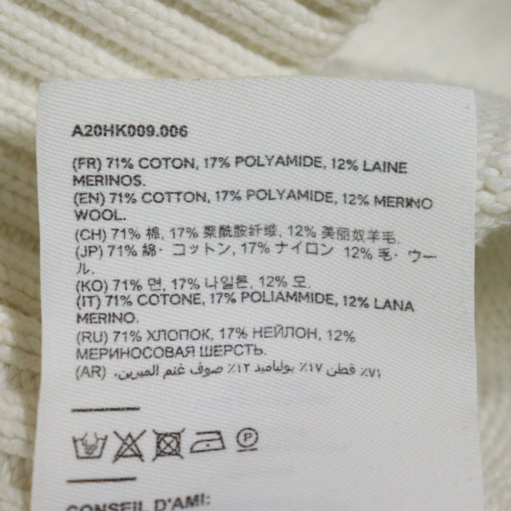 AMI Alexandre Mattiussi(アミアレクサンドルマテュッシ) Knit Sweater ハートロゴ刺繍 クルーネック ニットセーター アイボリー A20HK009.006