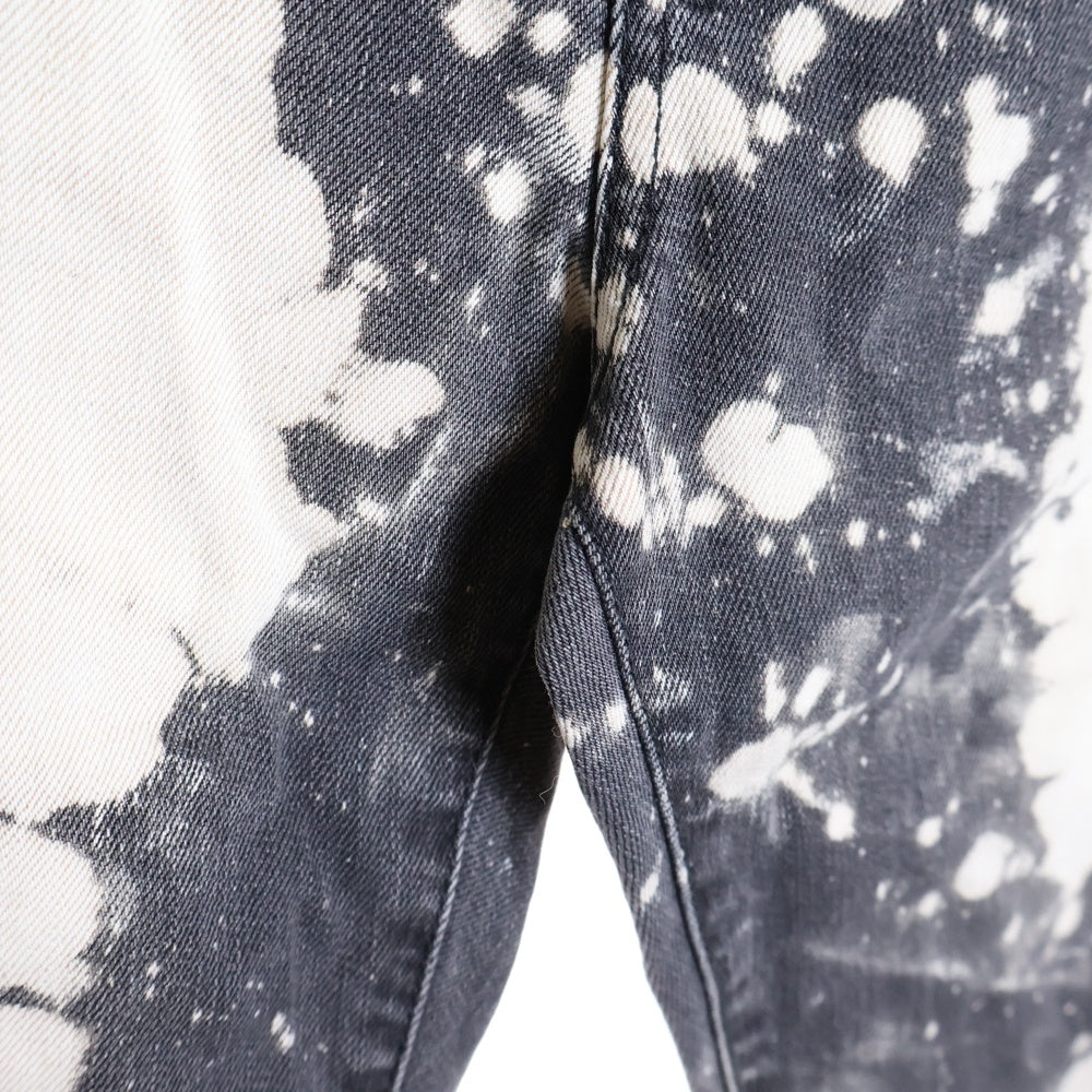 GUCCI(グッチ) 17SS ミケーレ初期 Tie Die Deinm Pants 刺繍 タイダイ ブリーチ加工デニムパンツ ストレートパンツ グレー