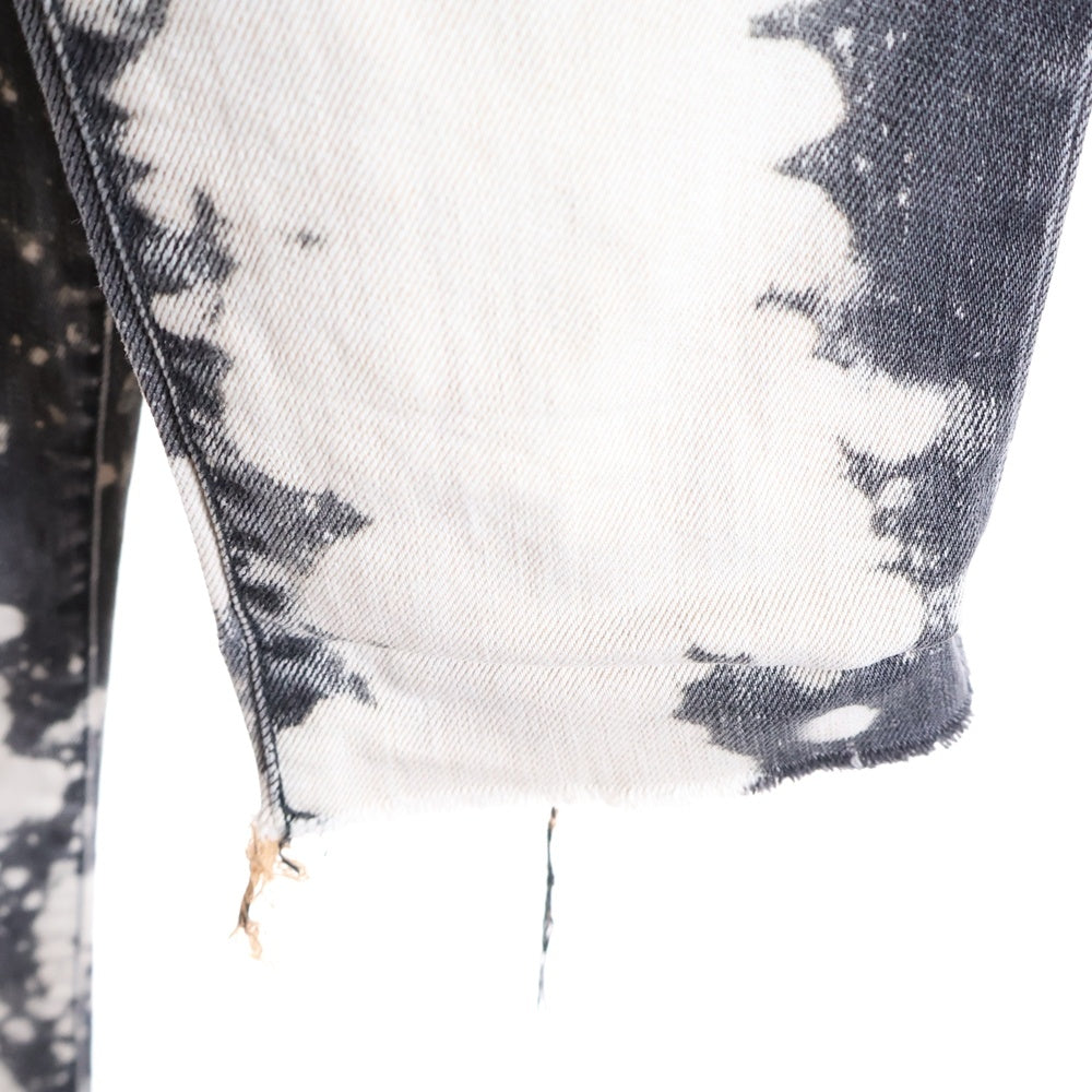 GUCCI(グッチ) 17SS ミケーレ初期 Tie Die Deinm Pants 刺繍 タイダイ ブリーチ加工デニムパンツ ストレートパンツ グレー