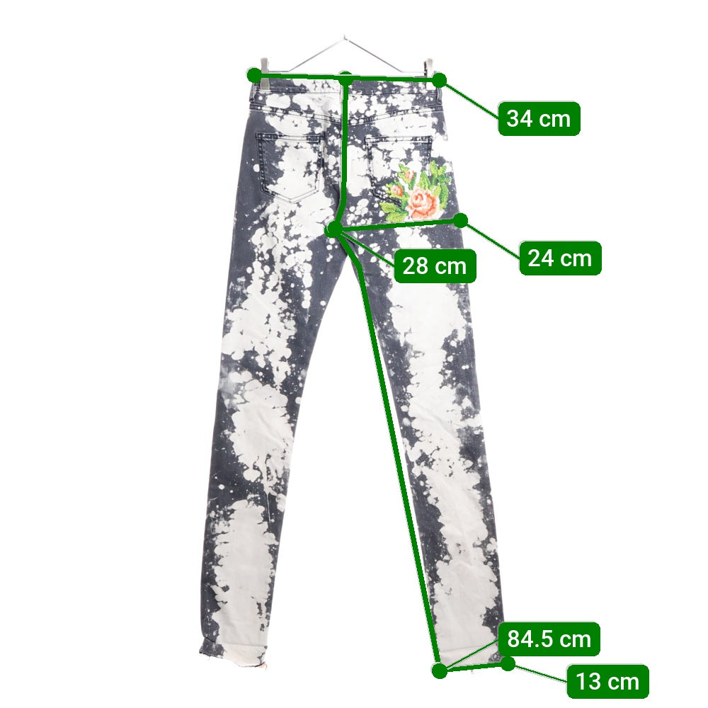 GUCCI(グッチ) 17SS ミケーレ初期 Tie Die Deinm Pants 刺繍 タイダイ ブリーチ加工デニムパンツ ストレートパンツ グレー