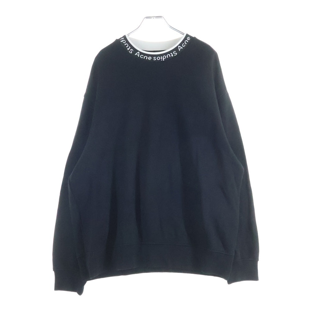Acne Studios(アクネ ストゥディオズ) Logo Ribbed Sweatshirt ロゴリブスウェットシャツ ブラック FN-MN-SWEA000176 BI0078-