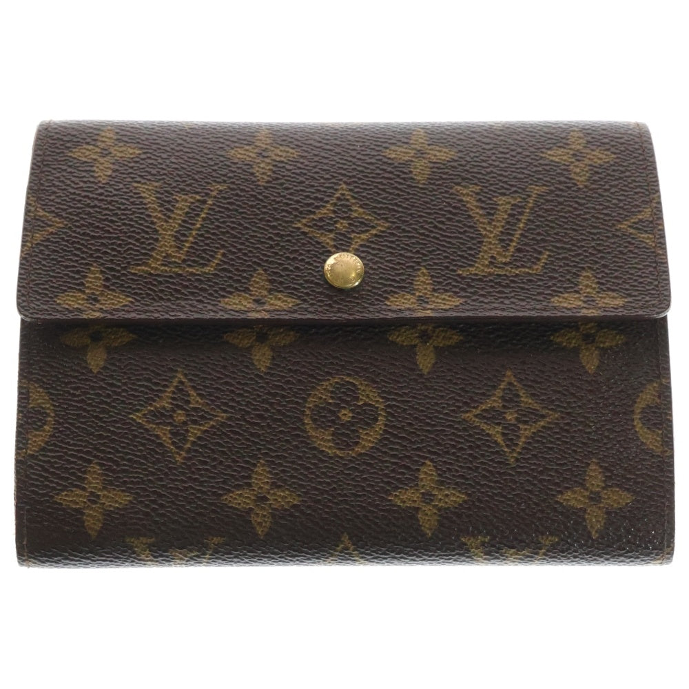 LOUIS VUITTON(ルイヴィトン) ポルトトレゾール エテュイ パピエ モノグラム レザーウォレット 三つ折り財布 ブラウン M61202