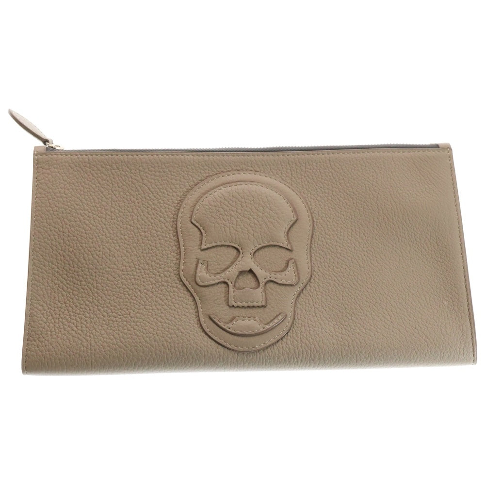lucien pellat-finet(ルシアンペラフィネ) Skull Clutch レザー スカルクラッチバッグ ハンドバッグ セカンドバッグ ベージュ