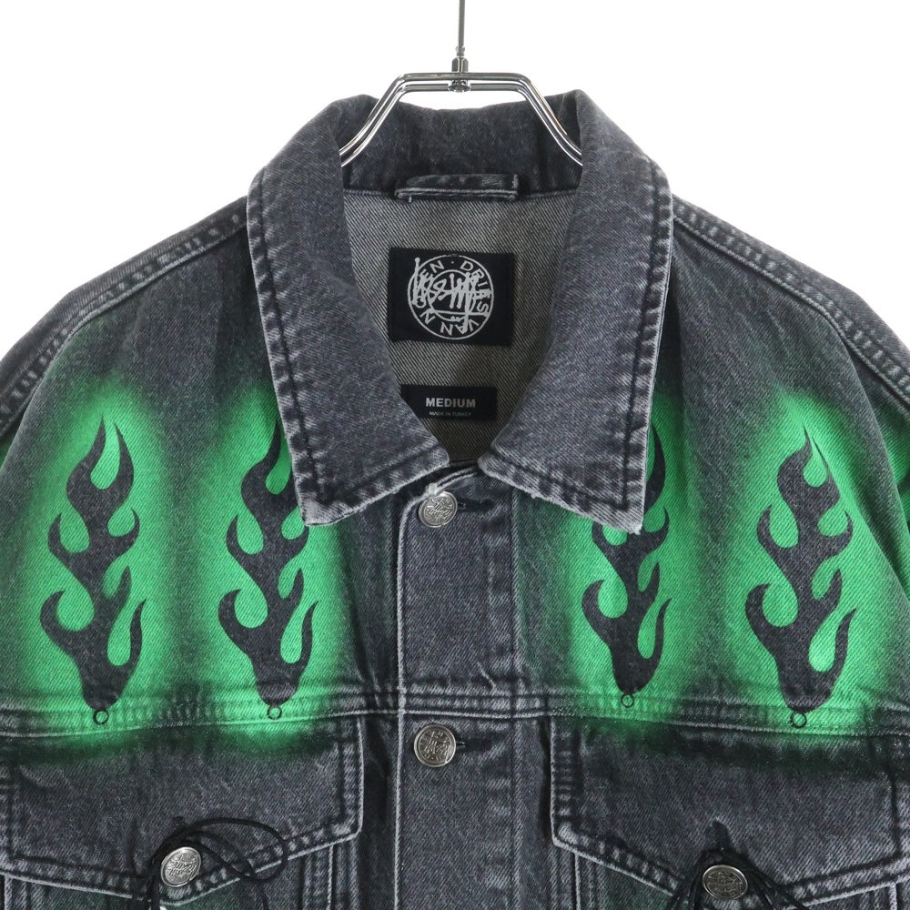 STUSSY(ステューシー) 24AW ×Dries Van Noten Hand-Stencilled Denim Jacket ドリスヴァンノッテン ハンドステンシル デニムジャケット グレー