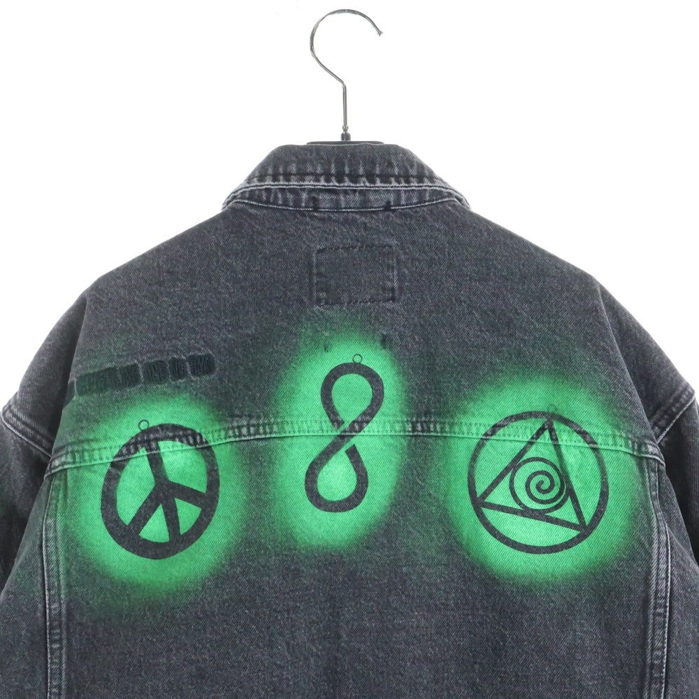 STUSSY(ステューシー) 24AW ×Dries Van Noten Hand-Stencilled Denim Jacket ドリスヴァンノッテン ハンドステンシル デニムジャケット グレー