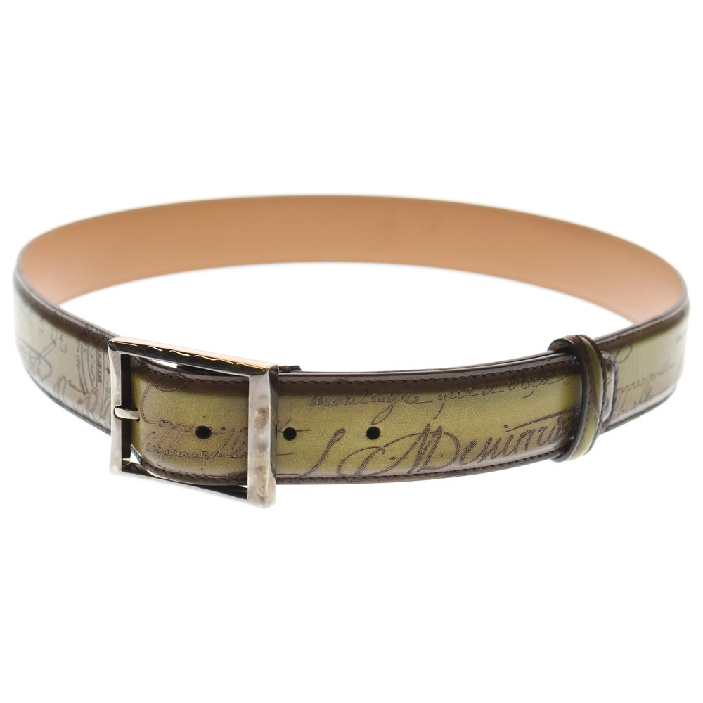 Berluti(ベルルッティ) スクエアバックル カリグラフィ スクリット クラシックベルト ブラウン 95/38 L0169