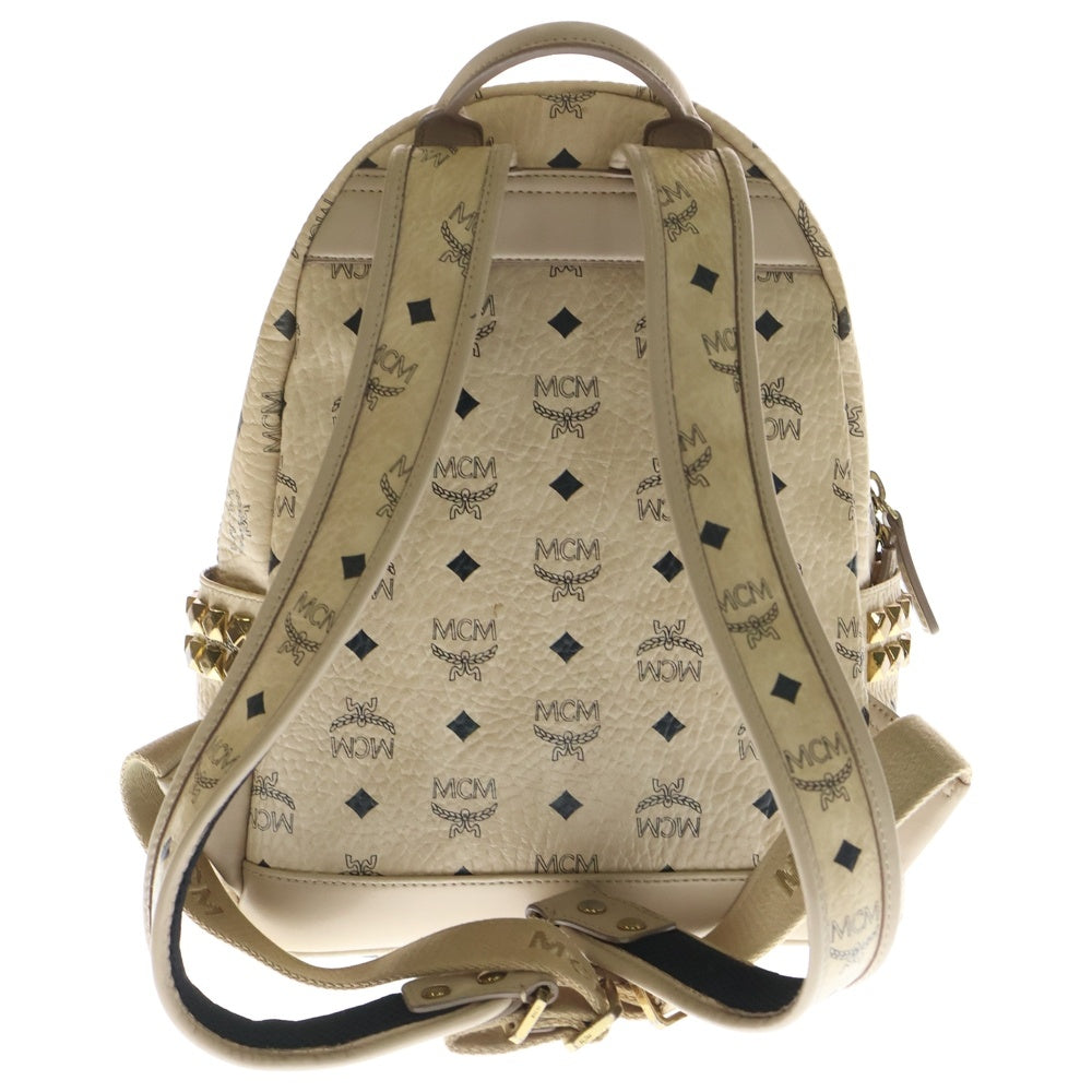 MCM(エム シー エム) Stark Side Studs Backpack スタッズ レザーリュックサック バックパック ベージュ レディース
