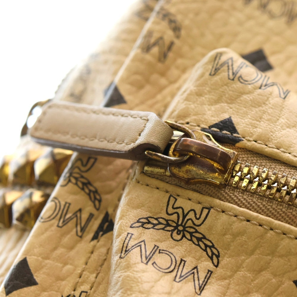 MCM(エム シー エム) Stark Side Studs Backpack スタッズ レザーリュックサック バックパック ベージュ レディース
