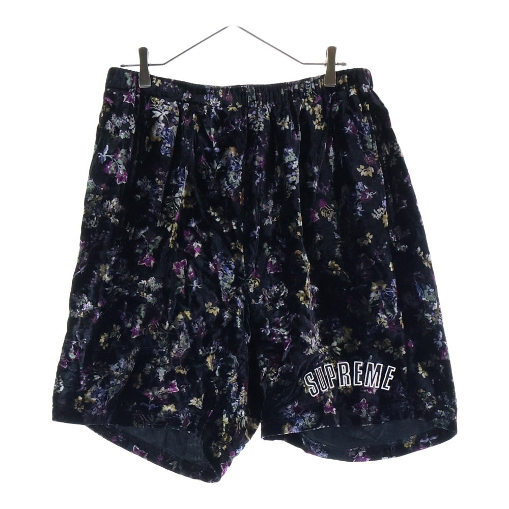 SUPREME(シュプリーム) 19AW Floral Velour Short フローラル ベロアショーツ ハーフパンツ ブラック