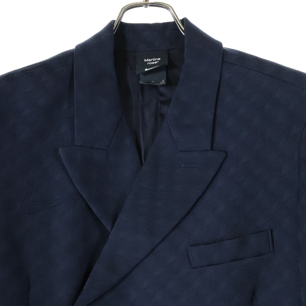 MARTINE ROSE(マーティンローズ) ×NIKE MII JACKET 千鳥柄 ロゴ刺繍 ダブルテーラードジャケット ネイビー DV0845-426