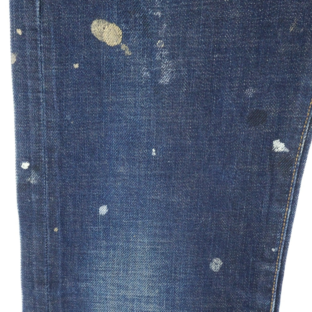 RRL(ダブルアールエル) ボタンフライ ペイントストレートデニムパンツ インディゴ