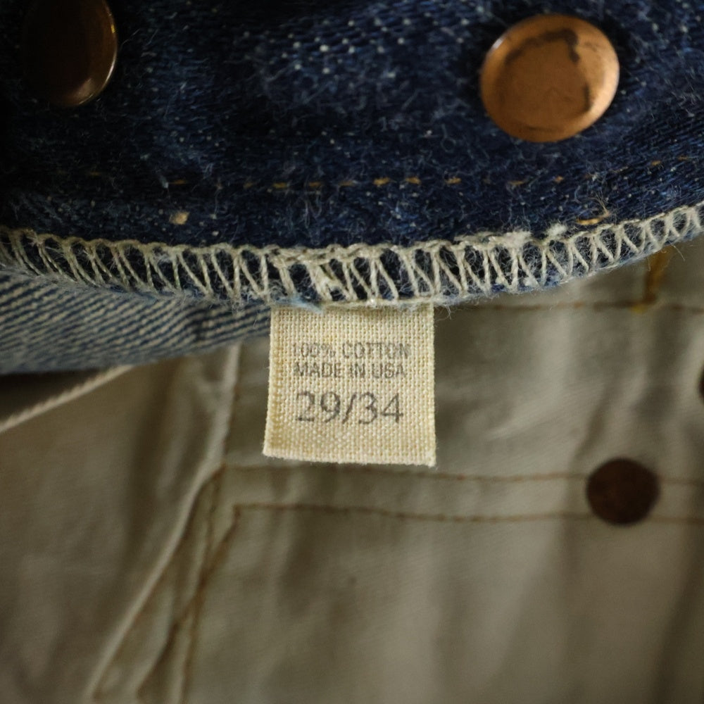 RRL(ダブルアールエル) ボタンフライ ペイントストレートデニムパンツ インディゴ