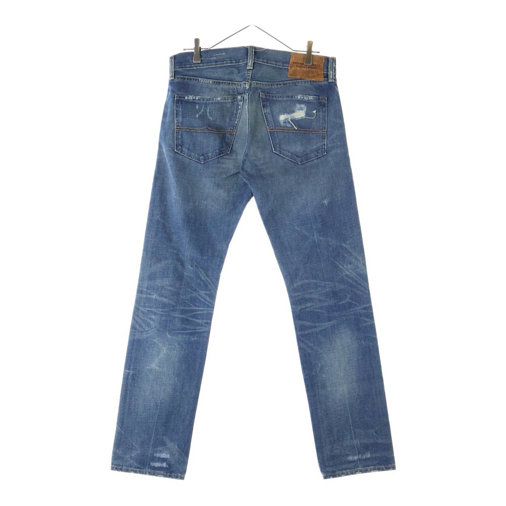 RALPH LAUREN(ラルフローレン) Slim ボタンフライ ダメージ加工 デニムスキニーパンツ インディゴ