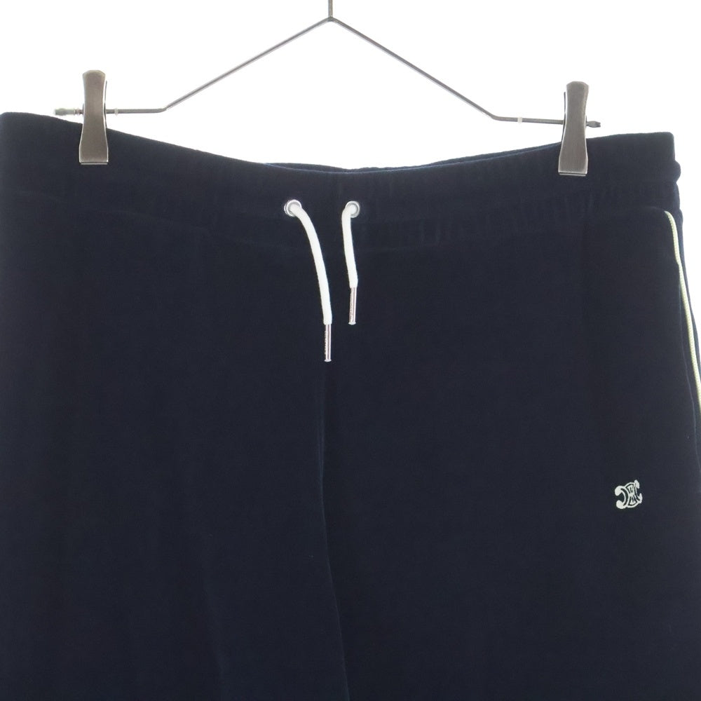 CELINE(セリーヌ) TRIOMPHE EMBROIDERY VELVET JERSEY TRUCKSUIT PANTS トリオンフ ロゴ刺繍 ベロアベルベットパンツ ネイビー 2Z535748Q.07XE