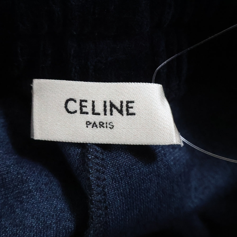CELINE(セリーヌ) TRIOMPHE EMBROIDERY VELVET JERSEY TRUCKSUIT PANTS トリオンフ ロゴ刺繍 ベロアベルベットパンツ ネイビー 2Z535748Q.07XE