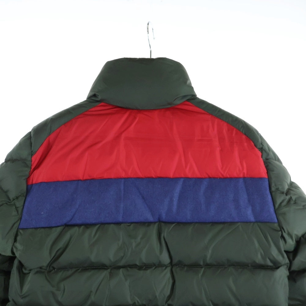 MONCLER(モンクレール) 15AW BREVAL ブレヴァル ワッペンロゴ ウール切り替え スタンドカラー ジップアップ ダウンジャケット カーキ A20914132785 54155
