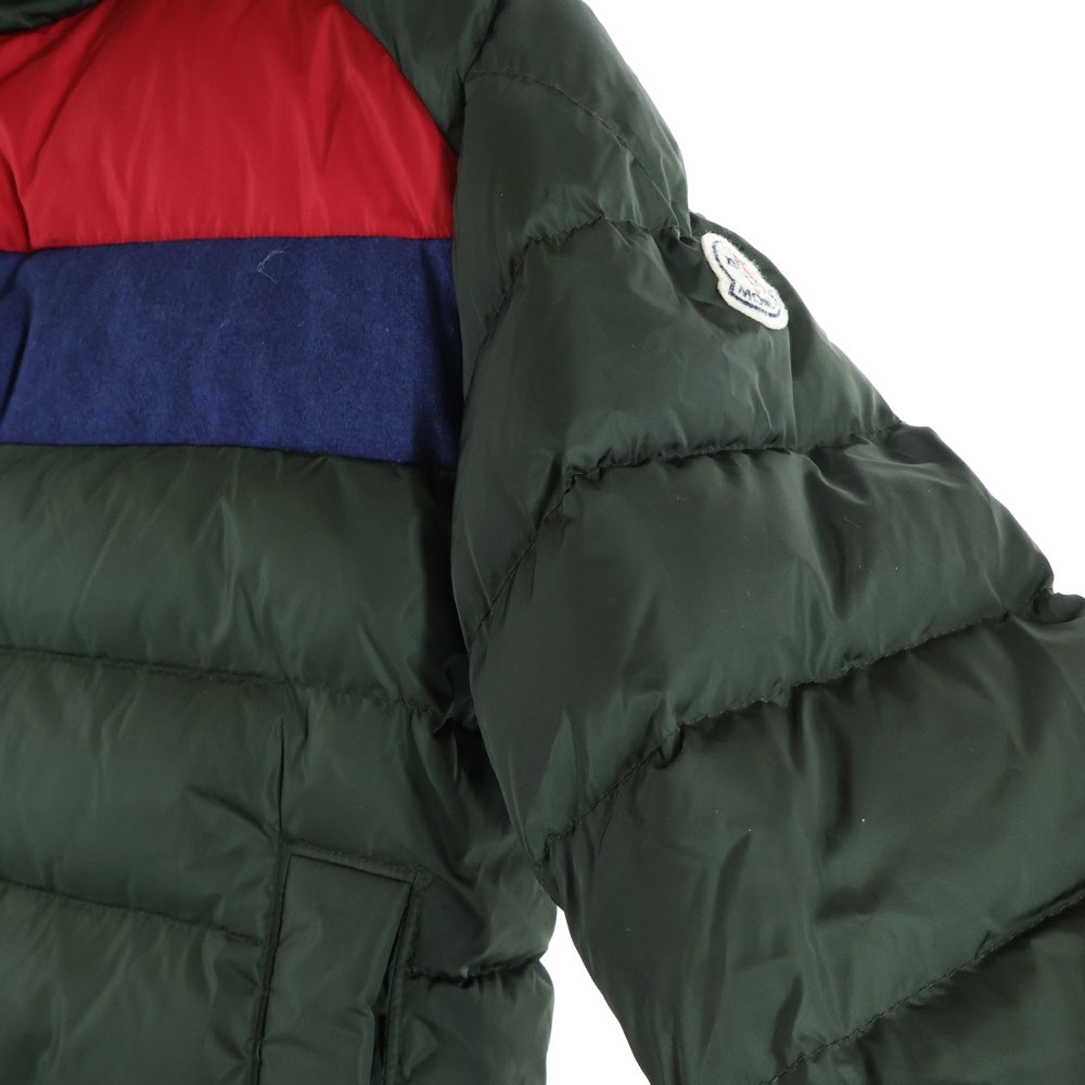 MONCLER(モンクレール) 15AW BREVAL ブレヴァル ワッペンロゴ ウール切り替え スタンドカラー ジップアップ ダウンジャケット カーキ A20914132785 54155