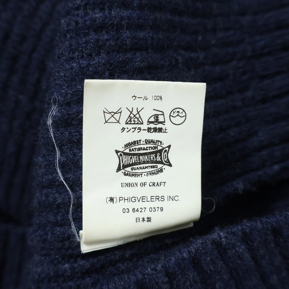 PHIGVEL(フィグベル) MIL TURTLE NECK KNIT ウールタートルネックニットセーター ネイビー PMAC-KN04