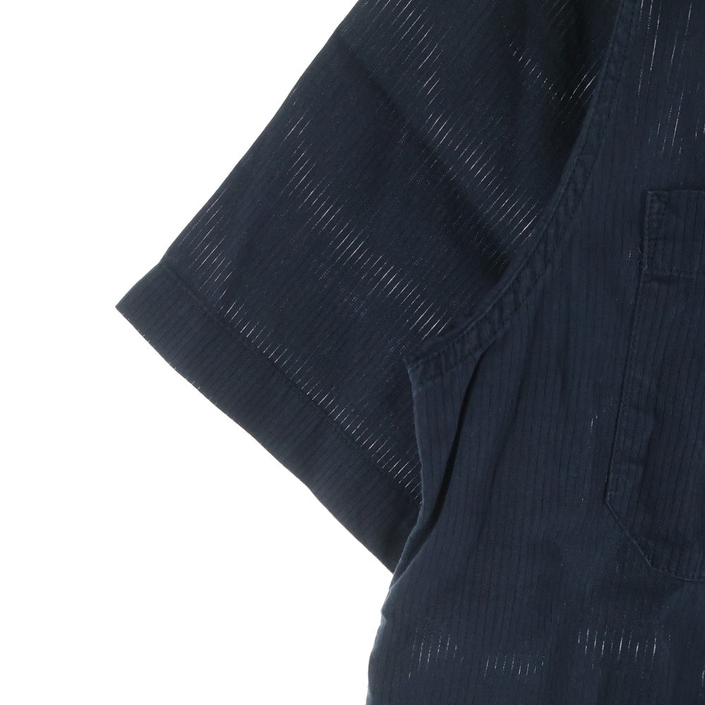 AT LAST & CO(アットラスト) WORK SHIRT ストライプ半袖ワークシャツ ネイビー