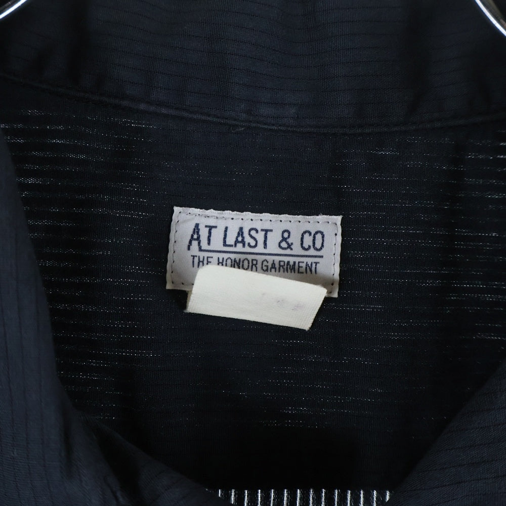 AT LAST & CO(アットラスト) WORK SHIRT ストライプ半袖ワークシャツ ネイビー