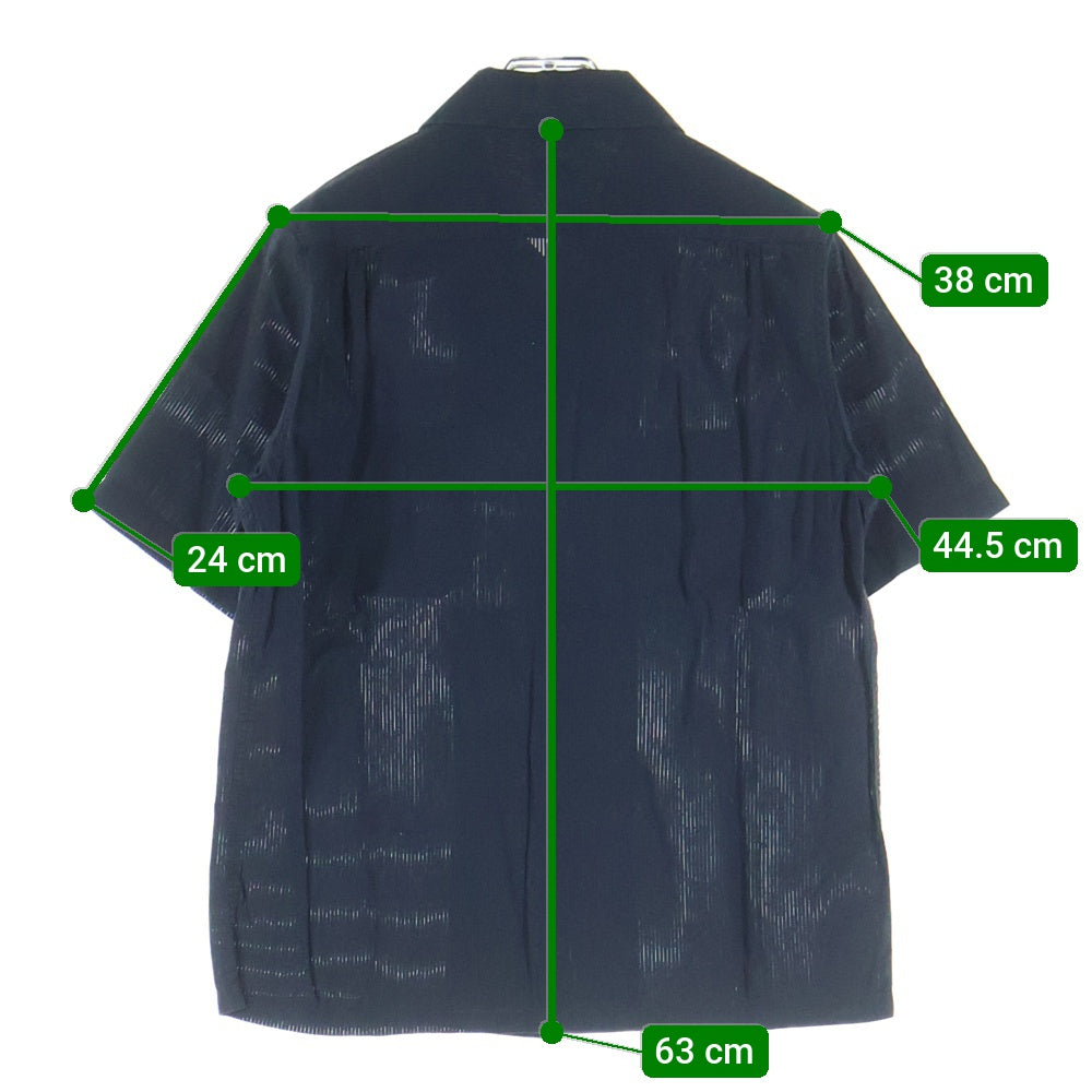 AT LAST & CO(アットラスト) WORK SHIRT ストライプ半袖ワークシャツ ネイビー