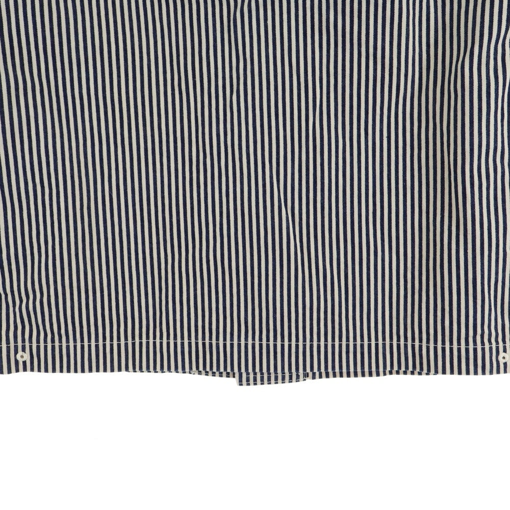 AT LAST & CO(アットラスト) SHAWL COLLAR COVERALL ヒッコリーデニムショールカバーオールジャケット ホワイト/ネイビー