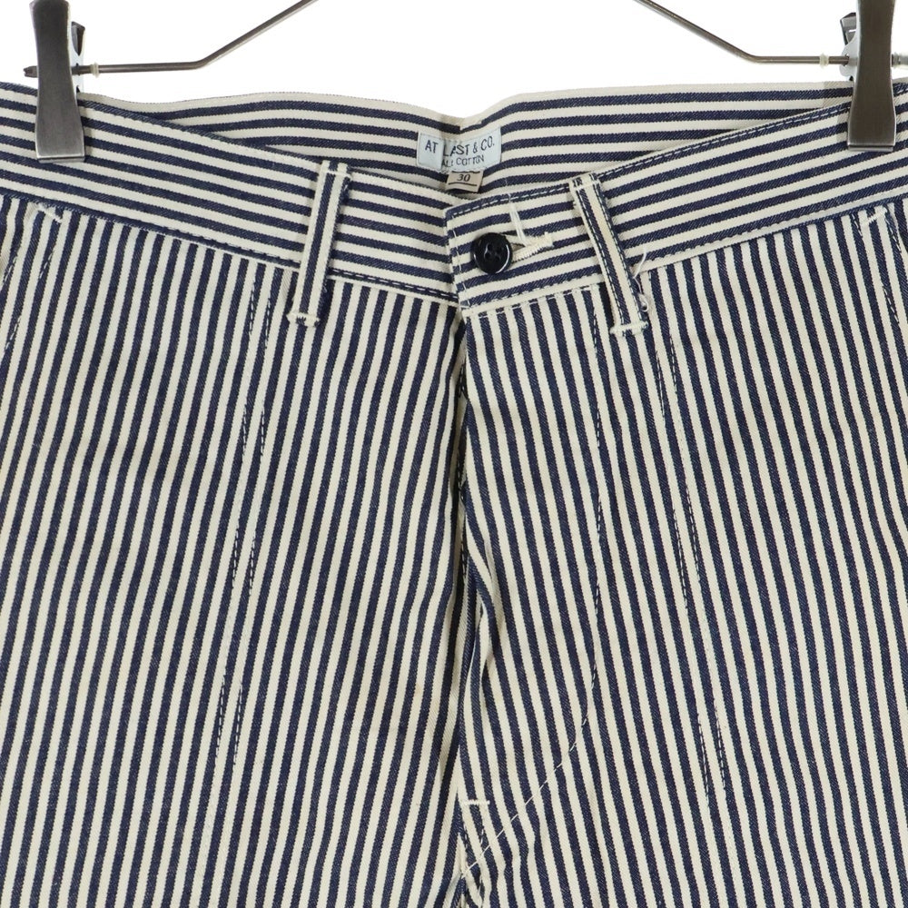 AT LAST & CO(アットラスト) FATIGUE TROUSERS ヒッコリーデニム ファティーグパンツ ホワイト/ネイビー