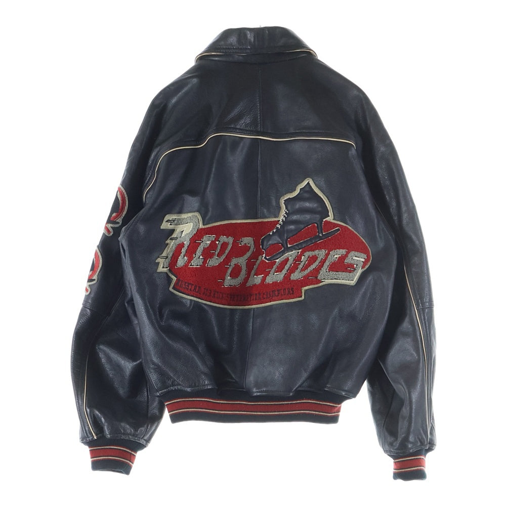 AVIREX(アヴィレックス) Red Blades Ice Hockey Varsity Jacket バーシティジャケット レザージャケット ブルゾン ブラック