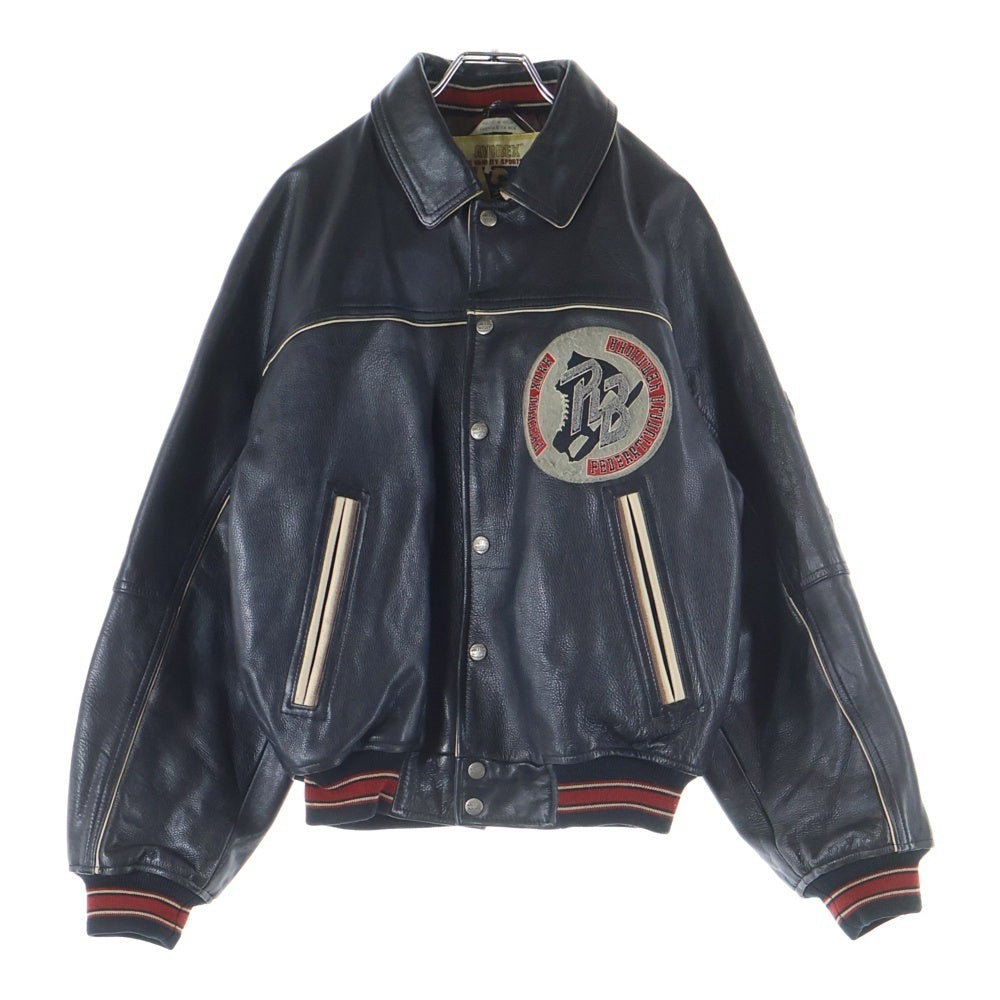 AVIREX(アヴィレックス) Red Blades Ice Hockey Varsity Jacket バーシティジャケット レザージャケット ブルゾン ブラック