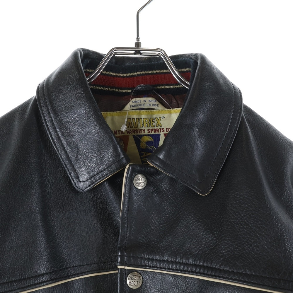 AVIREX(アヴィレックス) Red Blades Ice Hockey Varsity Jacket バーシティジャケット レザージャケット ブルゾン ブラック