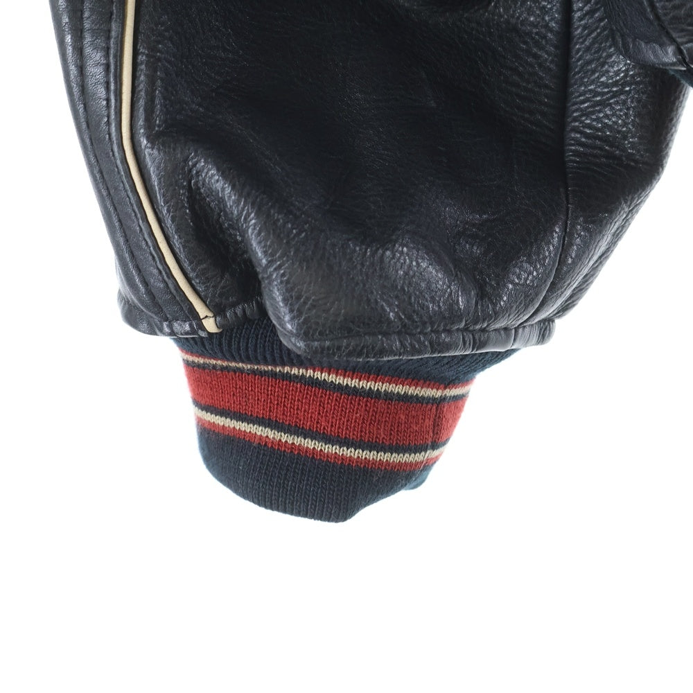 AVIREX(アヴィレックス) Red Blades Ice Hockey Varsity Jacket バーシティジャケット レザージャケット ブルゾン ブラック