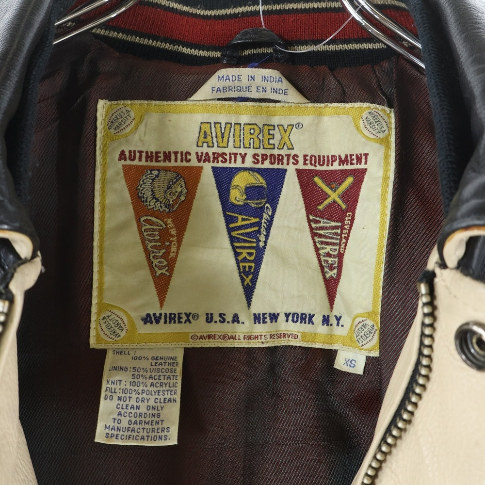 AVIREX(アヴィレックス) Red Blades Ice Hockey Varsity Jacket バーシティジャケット レザージャケット ブルゾン ブラック