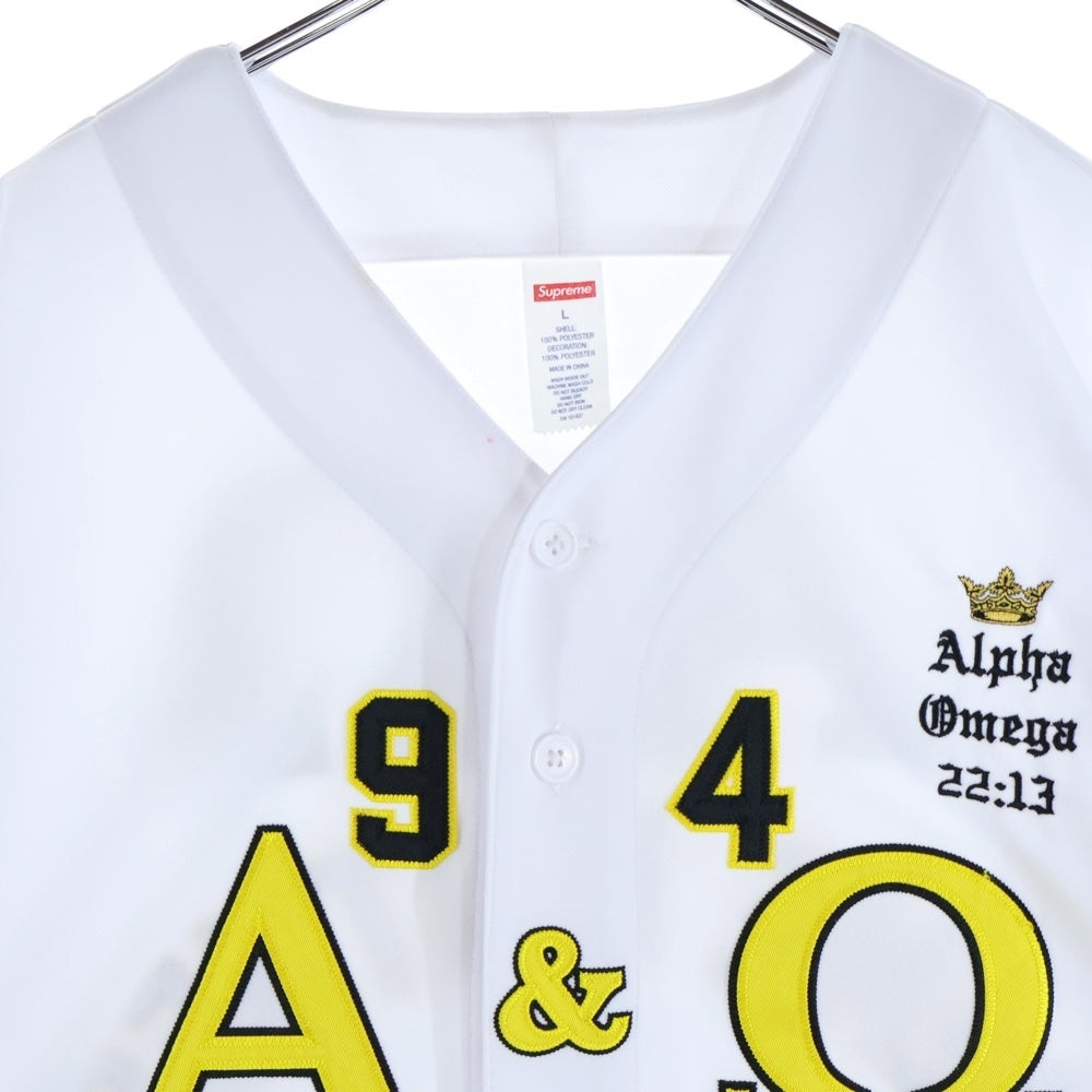 SUPREME(シュプリーム) 24AW Alpha Omega Baseball Jersey アルファオメガ ベースボール 半袖シャツ ホワイト