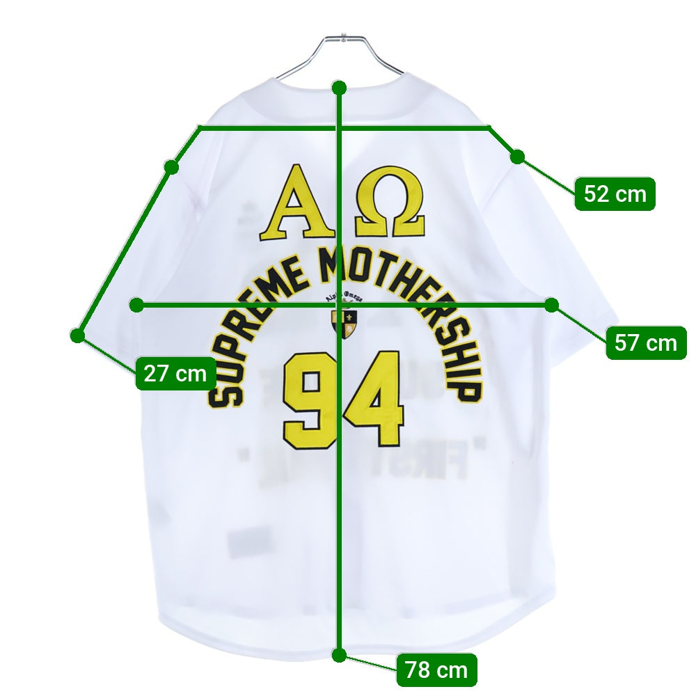 SUPREME(シュプリーム) 24AW Alpha Omega Baseball Jersey アルファオメガ ベースボール 半袖シャツ ホワイト