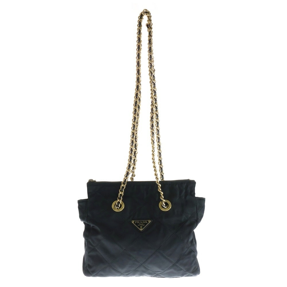 PRADA(プラダ) トライアングルロゴ ナイロン チェーン バッグ ブラック レディース