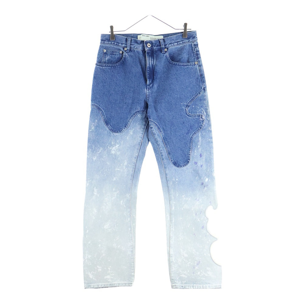 OFF-WHITE(オフホワイト) 20SS Shaped Baggy Denim Pants ペイント バギーデニムパンツ インディゴ OWYA012R20773098