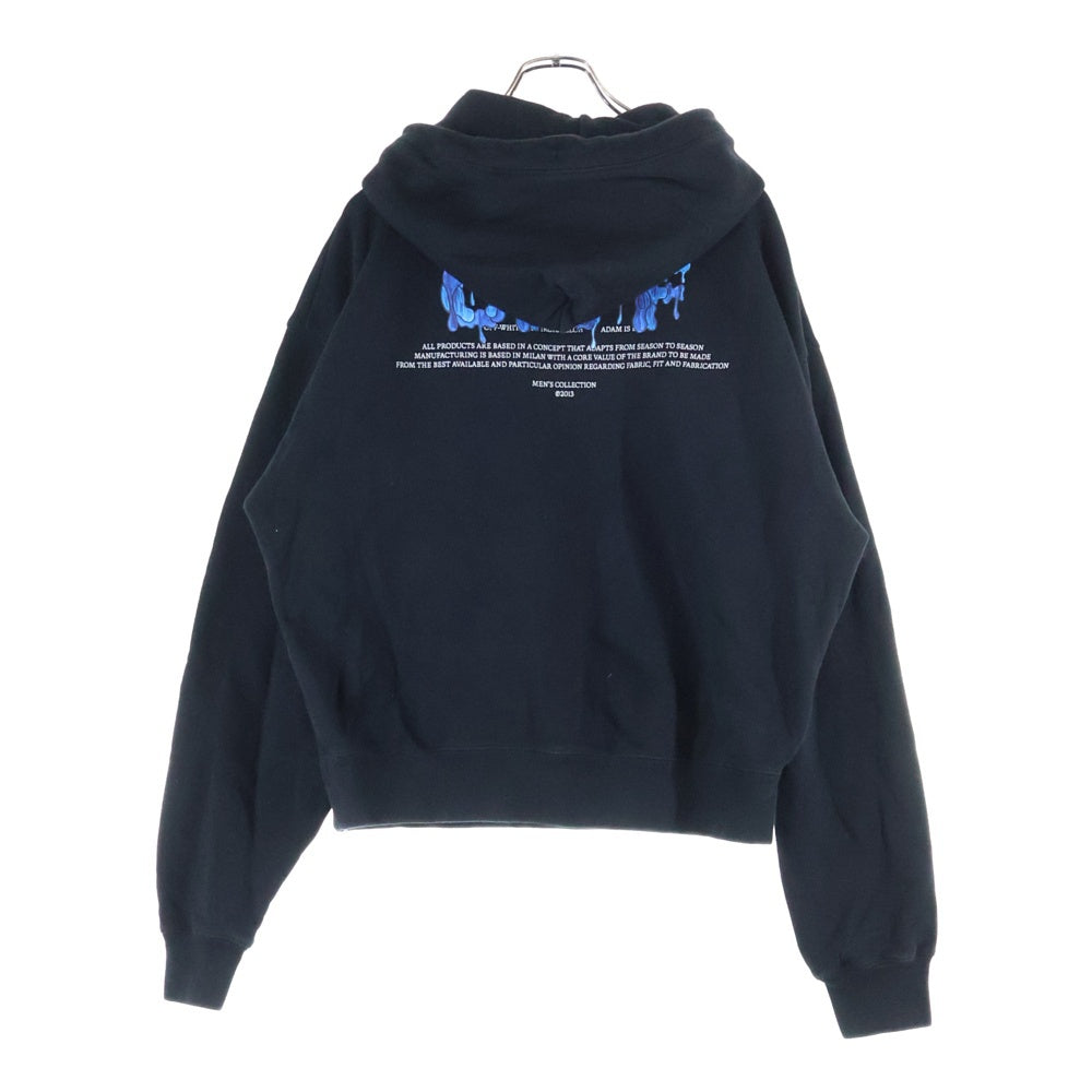 OFF-WHITE(オフホワイト) 21SS Hoodie ロゴプリント プルオーバースウェットパーカー フーディー ブラック OMBB073S21FLE001