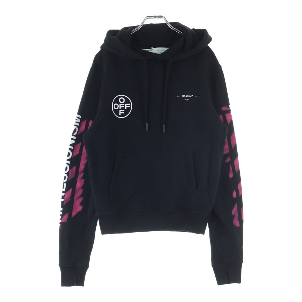 OFF-WHITE(オフホワイト) 19SS Diagonal Stencil Hoodie ステンシル ダイアゴナル プルオーバースウェットパーカー フーディー ブラック OMBB034R19003015
