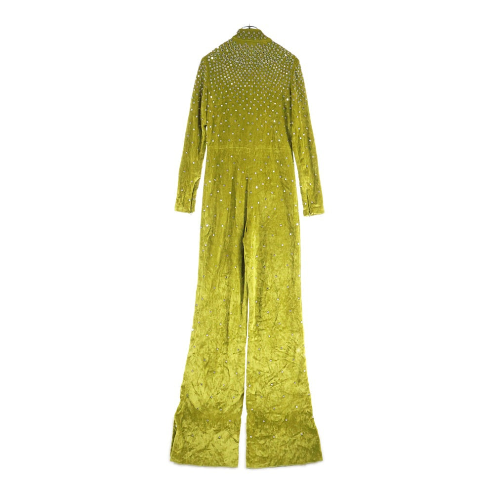 BOTTEGA VENETA(ボッテガヴェネタ) Eyelet Velvet Jumpsuit ラインストーン装飾 ベロアジャンプスーツ グリーン 504459 VEOC0