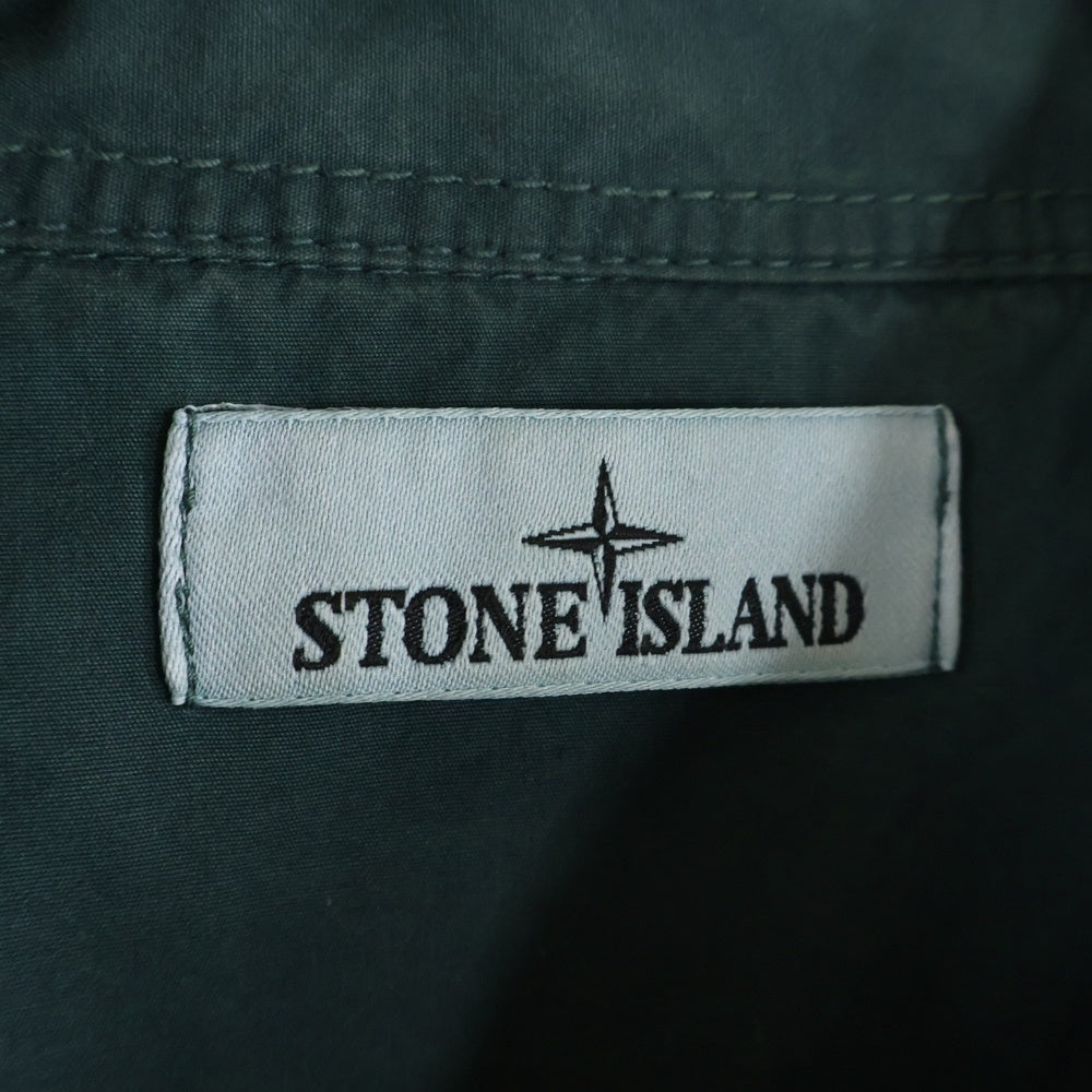 STONE ISLAND(ストーンアイランド) Overshirt ロゴワッペン ウォッシュド加工 長袖シャツ グリーン 7815115WN