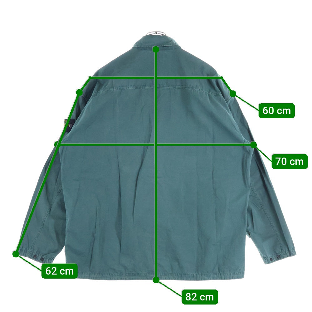 STONE ISLAND(ストーンアイランド) Overshirt ロゴワッペン ウォッシュド加工 長袖シャツ グリーン 7815115WN