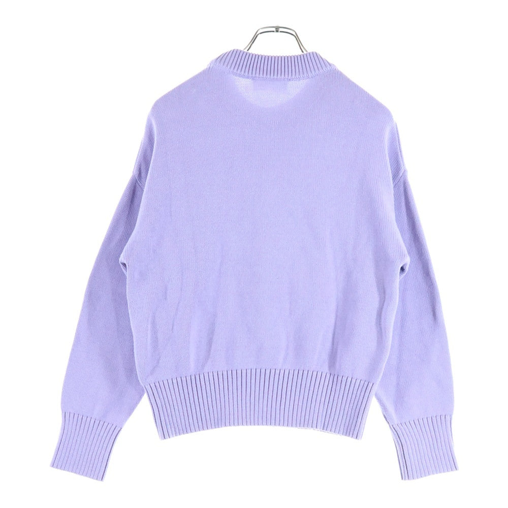 AMI Alexandre Mattiussi(アミアレクサンドルマテュッシ) Knit Sweater ロゴ刺繍 クルーネックウールニットセーター パープル E21FK009.016