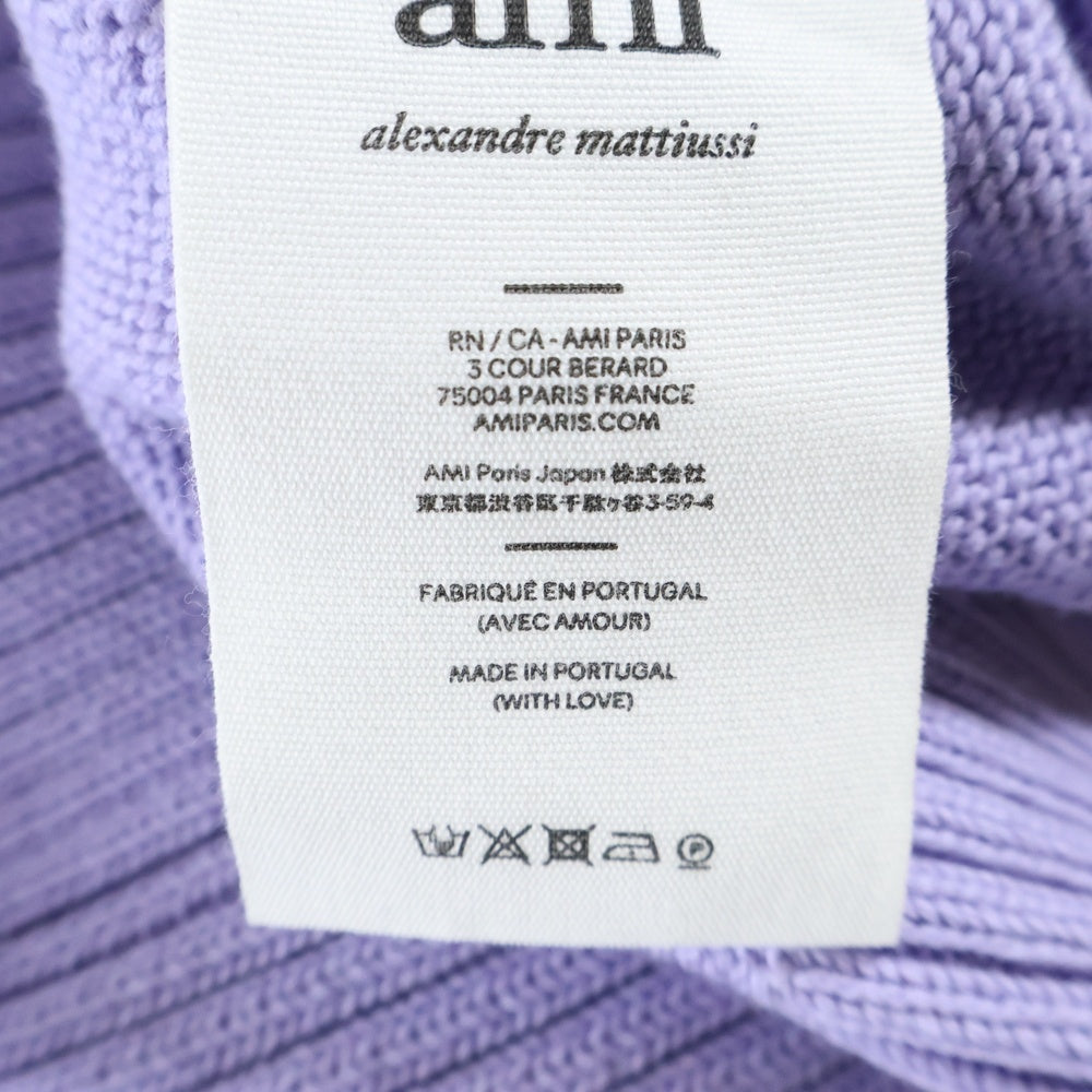 AMI Alexandre Mattiussi(アミアレクサンドルマテュッシ) Knit Sweater ロゴ刺繍 クルーネックウールニットセーター パープル E21FK009.016