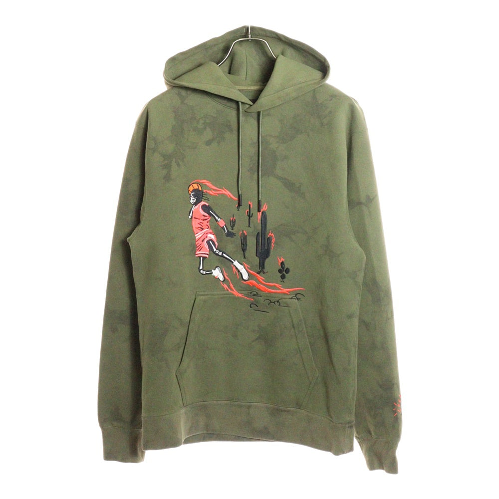 NIKE(ナイキ) ×TRAVIS SCOTT M J NRG TS WASH SUEDE PO トラヴィススコット スウェード刺繍プルオーバーパーカー カーキ CN3422-222