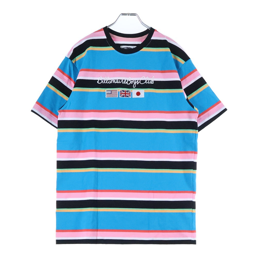 BILLIONAIRE BOYS CLUB(ビリオネアボーイズクラブ) フラッグロゴパッチ ボーダー半袖Tシャツ マルチ 891-3300