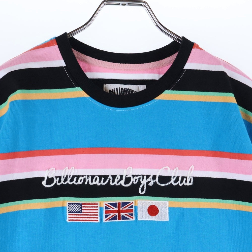 BILLIONAIRE BOYS CLUB(ビリオネアボーイズクラブ) フラッグロゴパッチ ボーダー半袖Tシャツ マルチ 891-3300