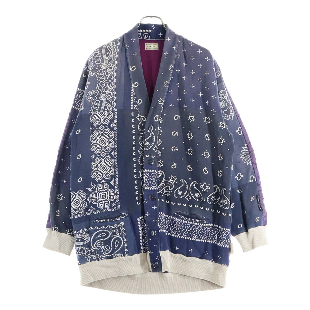KAPITAL(キャピタル) Bandana Quilted Bivouac Cardigan バンダナ キルティング切替 カーディガン ネイビー K1910LC072