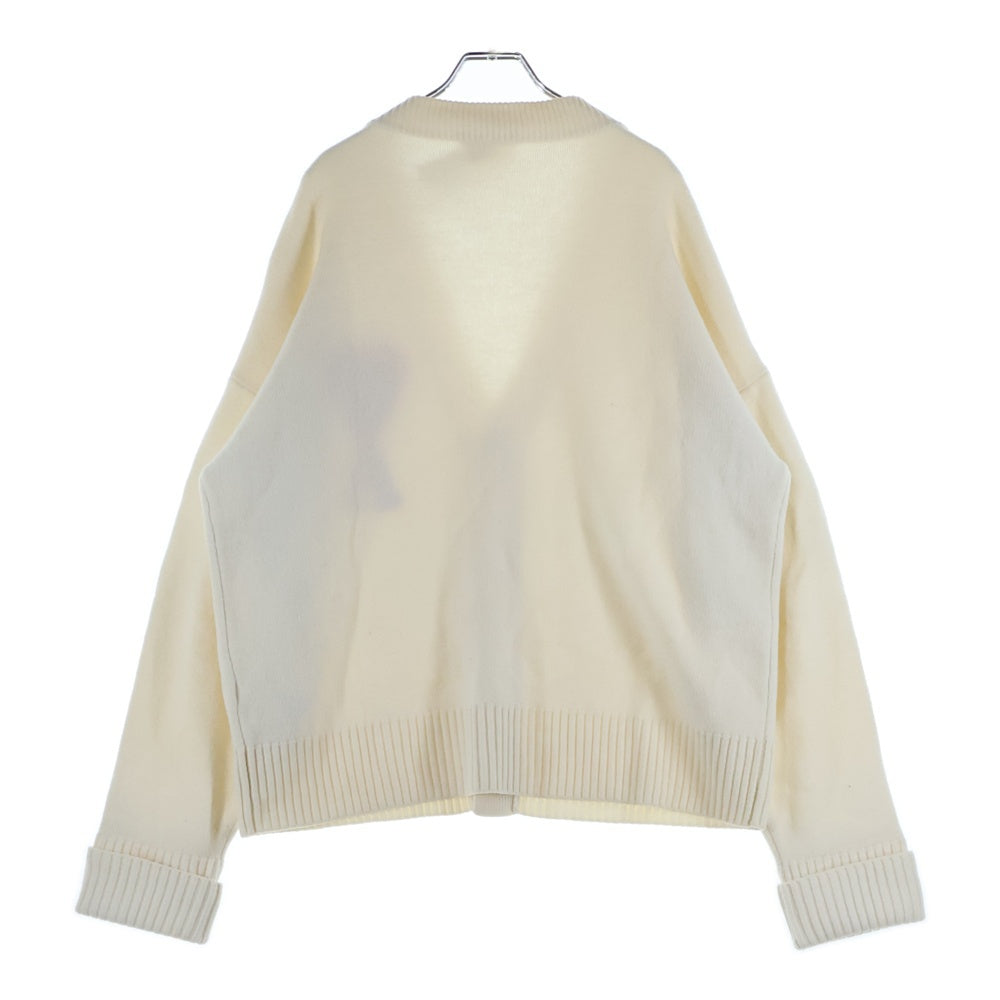 AMI Alexandre Mattiussi(アミアレクサンドルマテュッシ) Knit Cardigan ハートロゴ ウールニットカーディガン アイボリー H21K303.018