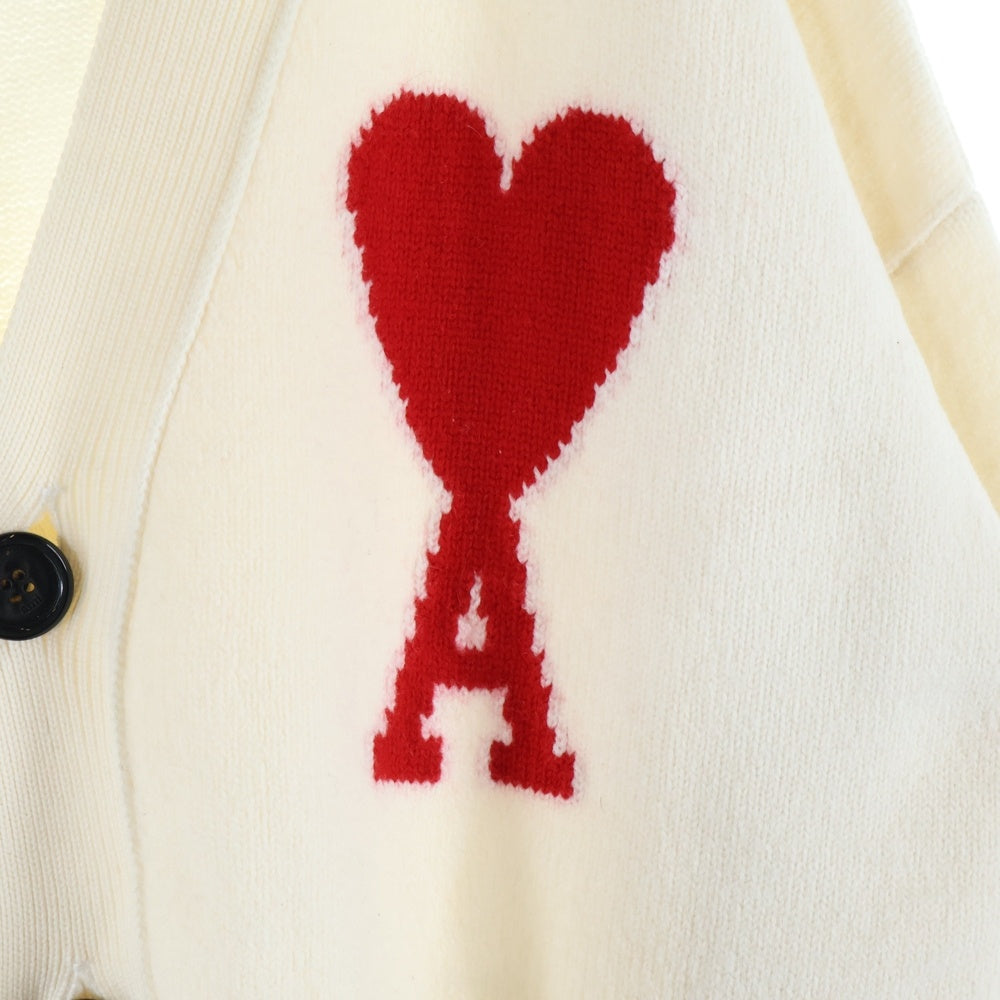 AMI Alexandre Mattiussi(アミアレクサンドルマテュッシ) Knit Cardigan ハートロゴ ウールニットカーディガン アイボリー H21K303.018