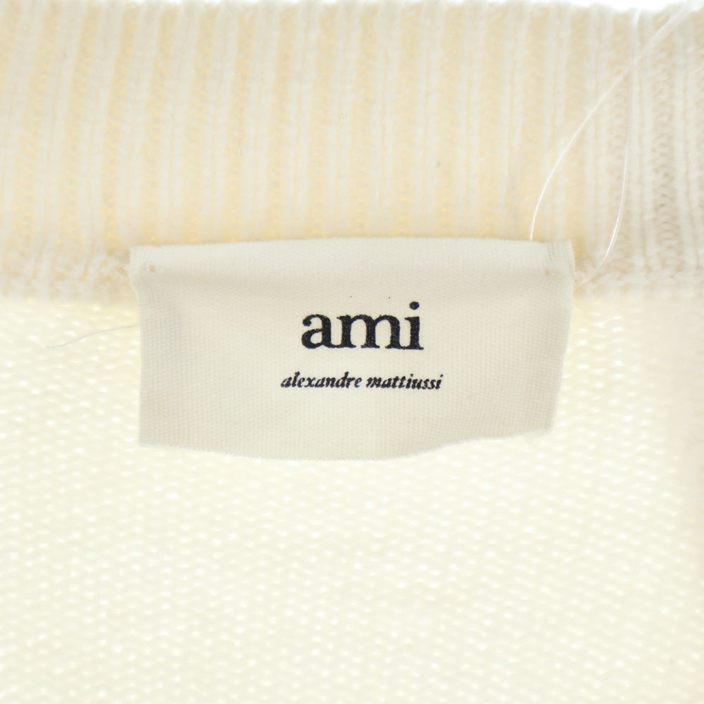 AMI Alexandre Mattiussi(アミアレクサンドルマテュッシ) Knit Cardigan ハートロゴ ウールニットカーディガン アイボリー H21K303.018